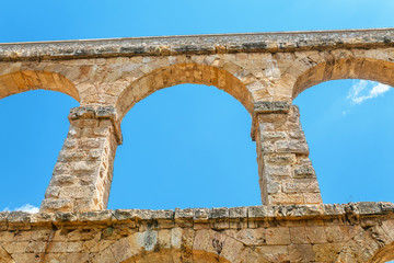 Fototapeta na wymiar Pont Del Diable aqueduct in Tarragona, historical landmark in Spain
