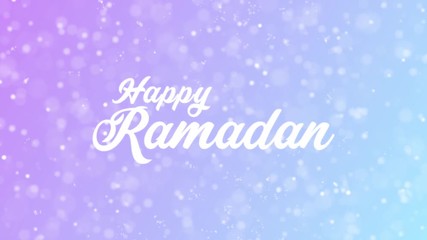Happy Ramadan Greeting card text with beautiful snow and stars particles background for celebration, wishes, events, messages, holidays, festival. - Powered by Adobe