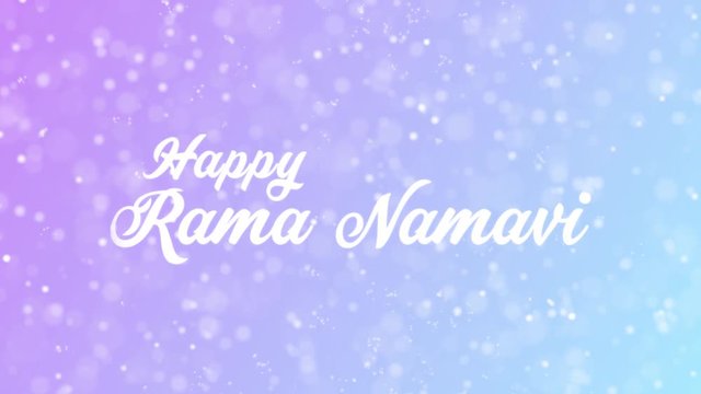 Happy Rama Namavi Greeting card text with beautiful snow and stars particles background for celebration, wishes, events, messages, holidays, festival.