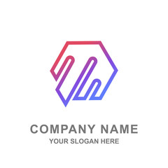 Geometric Technology Monoline Simple Logo Vector