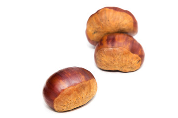 natural chestnuts isolated in white