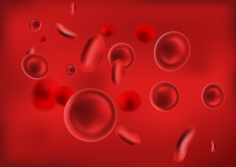 Erythrocyte or red blood cells 3d realistic vector background