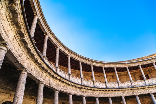 Arena In palace of Carlos 5 in Alhambra complex in Granada