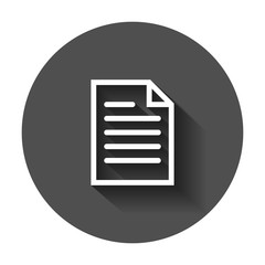 Fototapeta premium Document note icon in flat style. Paper sheet vector illustration with long shadow. Notepad document business concept.