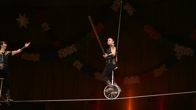 Tightrope walkers at the circus