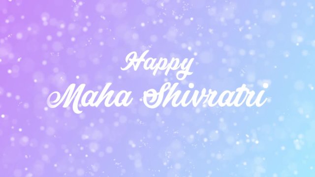 Happy Maha Shivratri Greeting card text with beautiful snow and stars particles background for celebration, wishes, events, messages, holidays, festival.