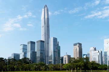 Architectural landscape of commercial building in central town