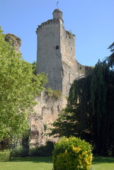 Fototapeta na wymiar Vestiges de l'enceinte médiévale du château, une des tours du château, ville de Vendôme, département du Loir-et-Cher, France