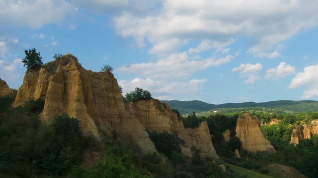 Nature landscape timelapse of the Balze cliffs of Valdarno Tuscany Italy