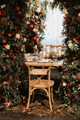 table with wedding decorations