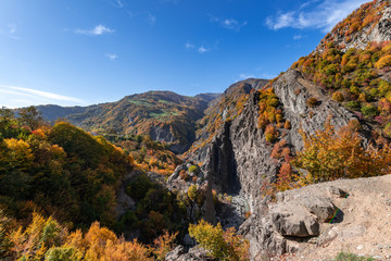View of the steep mountain gorge