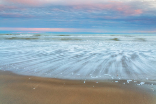 Seascape of Lido di Jesolo, a popular seaside resort near Venice, Veneto, Italy