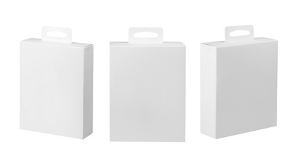 White hanging box set isolated on white with clipping path