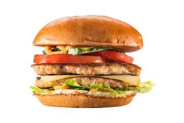 Delecious hamburger isolated on white background