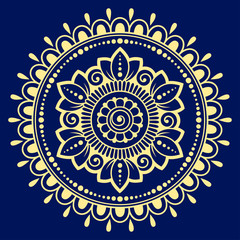 Circular pattern in form of mandala with lotus flower for Henna, Mehndi, tattoo, decoration. Decorative ornament in ethnic oriental style.