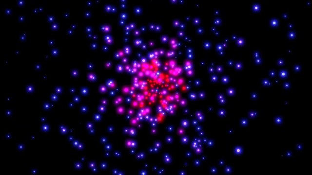 Neon pink and blue particles animation. Seamless retro futuristic background.
