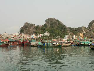 Boat village on Bai Tu Long Bay
