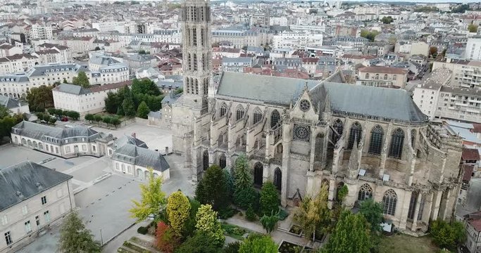 LIMOGES, FRANCE - October 07, 2018:  Aerial view of Saint-Etienne Cathedral in Limoges, France