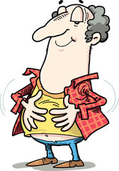 Abdomen fat, overweight man with a big belly