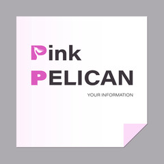 Letter with bird. Pelican. Capital letter pink.The inscription can be used for environmental posters, thematic site with a place for information.