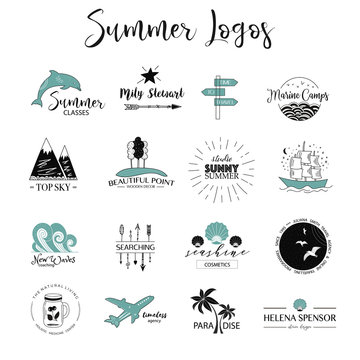Summer logo templates. Travel logos set
