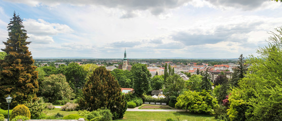 Panoramic view of Baden and Pfarrkirche. Austria