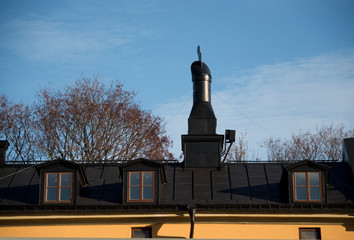 Old chimney on a roof in Stockholm © Hans Baath