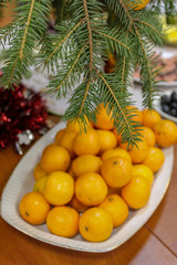 New Year's table with New Year's fruit