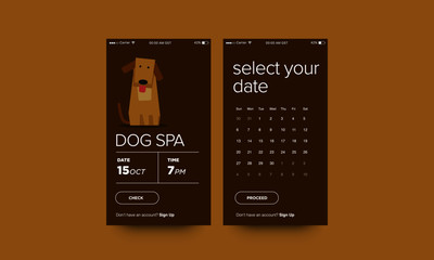 Dog Spa Book Appointment App Design for Smart Phones