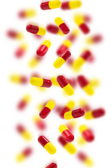 Pills and tablets falling drug