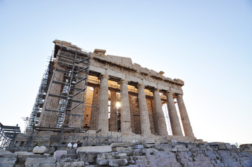 Parthenon being restored in Athens , Greece 
