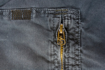clothing items washed cotton fabric texture with seams, clasps, buttons and rivets