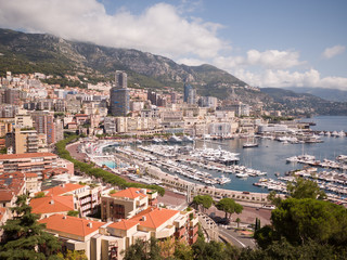 Fototapeta premium Panoramic view of Monte Carlo harbour in Monaco.