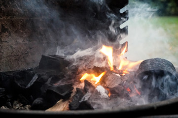Grill - flame and smoke