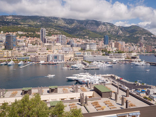 Obraz premium Panoramic view of Monte Carlo harbour in Monaco.