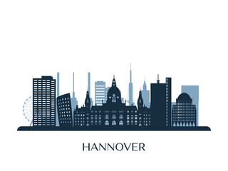 Hannover skyline, monochrome silhouette. Vector illustration.