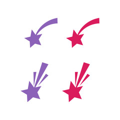 Shooting stars. Falling star silhouettes. Star with trail