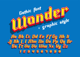 Wonder modern font with graphic style