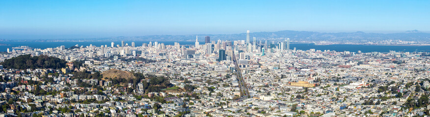 San Francisco skyline from Twin Peaks, panorama view, California, USA