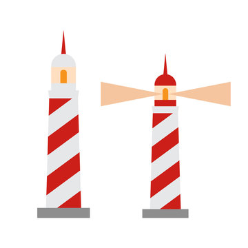 Cartoon lighthouse. lighthouse vector illustration. Sea lighthouse icon