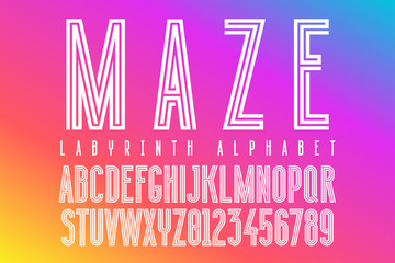 Futuristic maze alphabet letters