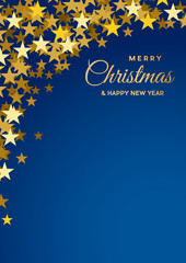 Festive horizontal Christmas vertical background with copy space. Text and golden stars
