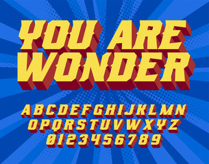 You are wonder Super Hero 3D vintage letters