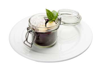 Chocolate mousse with mascarpone. Traditional Italian dish