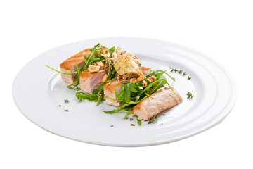 Tuna steak on a white background