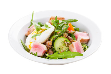 "Nicoise" salad on a white background