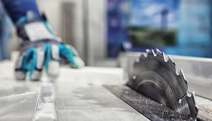 Workshop with tools and electric saws in the process