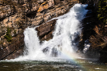 Cameron falls in the late spring, Waterton Lake National Park, Alberta, Canada