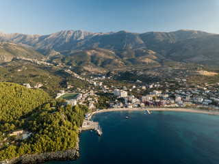 Naklejka premium Aerial drone photo of Himara, Albania
