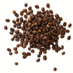 Coffee Beans isolated on white background. Top view